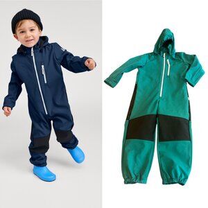 REIMA NURMES Softshell Water-Repellent Outdoor Jumpsuit Size 4T Green Black